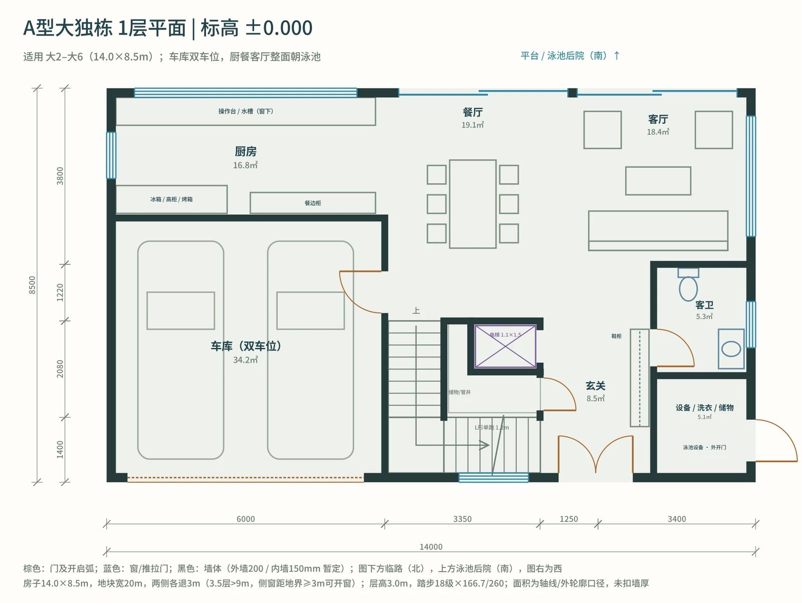Type A detached villa · Ground-floor concept
